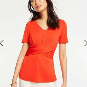Ann Taylor matte jersey twist front top